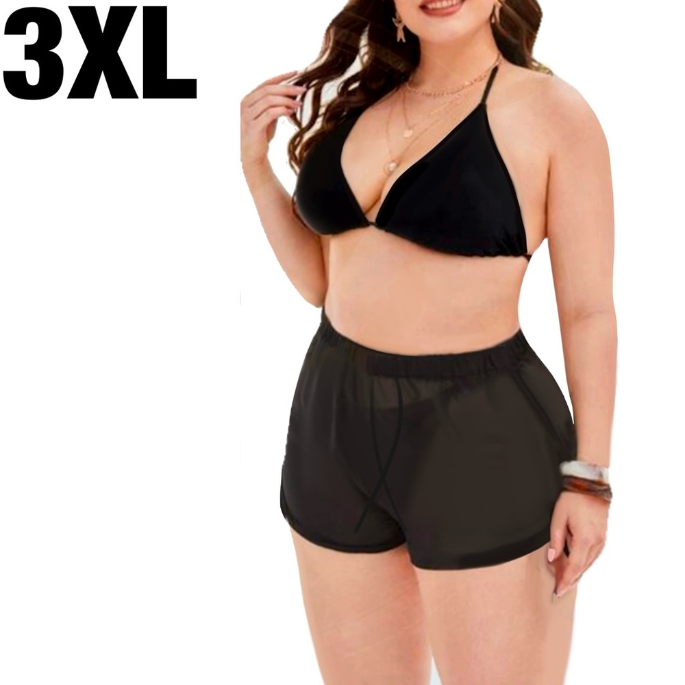 NWOT ELLA LUST Sheer Black Shorts 3XL